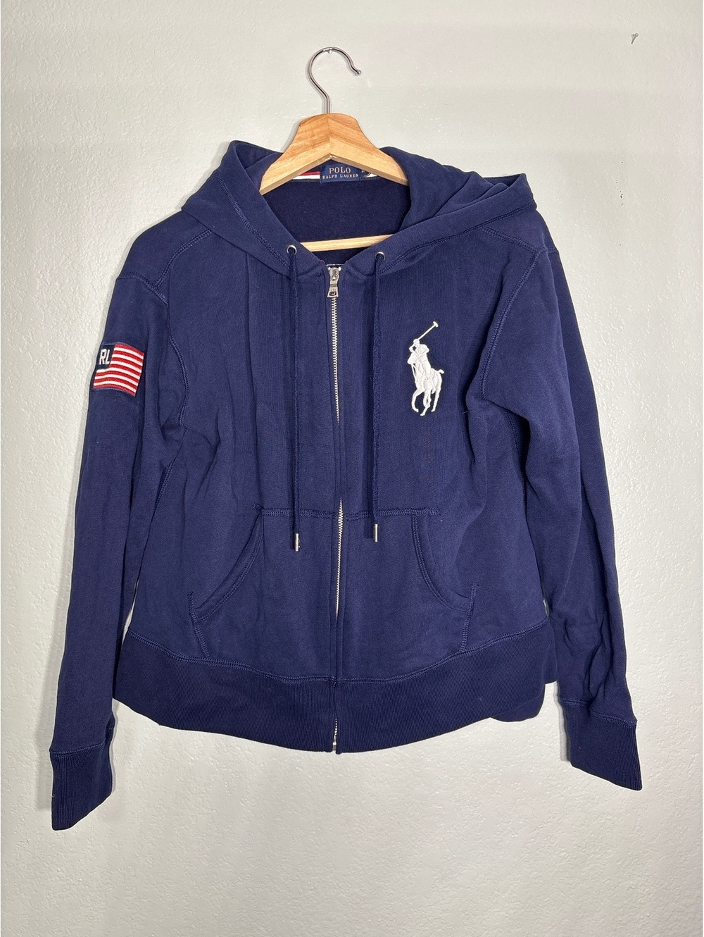 Polo Ralph Lauren flag fleece hoodie big pony USA M